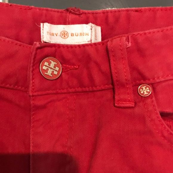 Tory Burch Red Cropped Skinny Jeans‎ Size 28 - Picture 2 of 6